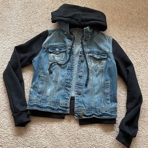 Highway Jeans Jean Jacket with Sweatshirt Sleeves
